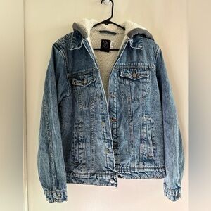 MEN Original Use Blue Denim Jacket with Sherpa Lining